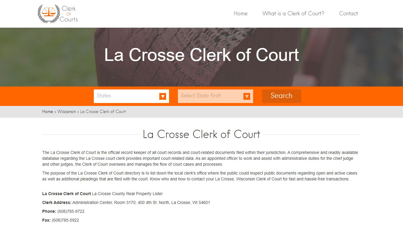 Find Your La Crosse County Clerk of Courts in WI - clerk-of-courts.com